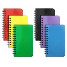 KTOJOY 6 Pack Small Spiral Notebook Pocket 3x5 Notepads COLOR