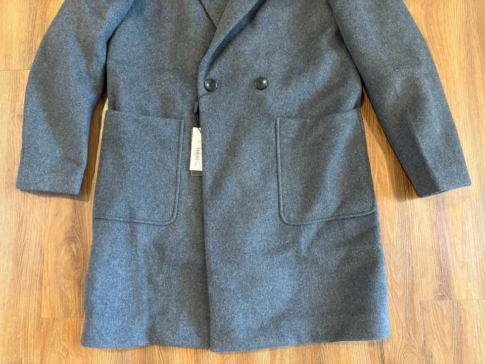 Abrigo de lana para hombre, abrigo largo gris, peso pesado, talla mediana, nuevo Foto 2 de 4