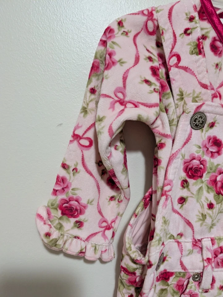 NWT Baby Lulu Baby Girl Velvet Overalls And Ling Sleeve Ruffle Top Size 18 Month - Image 4 of 4