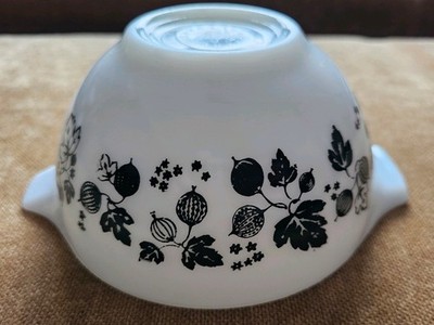 Vintage Pyrex schwarz & weiß Stachelbeere Aschenputtel Rührschüssel #441 1 1/2 Pints