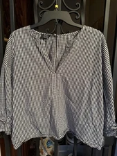 Jones new York- Black And White Check Top- Sz L-Used Once-98% Cotton