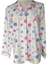 NWT Love By Gap Women  s 2 Piece Flannel Snowflake Drawstring Long Pajama Set S
