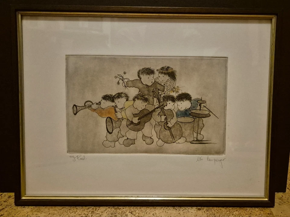 ** Ute Comployer – Radierung / Originalgrafik – Musiker naiv – handsigniert **