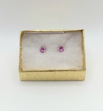 925 Sterling Silver 6mm Pink Crystal Stud Earrings