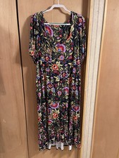 Terra & Sky Women's Sz 1X Plus Stretch Floral Maxi Dress W/Pockets 54.5”L