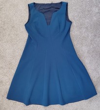 T Tahari Alexina Fit-and-Flare Dress Womens 16 Sleeveless Blue Meteor / Teal New