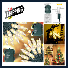 Christmas String Lights Battery Operated 50 LED Warm White 16ft Multiple Modes