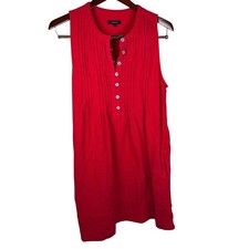 Quince Organic Cotton Gauze Swing Dress Red Womens Size Medium Minimalist