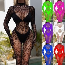 Combinaison séduisante femme See Through Romper filet de pêche maille clubwear