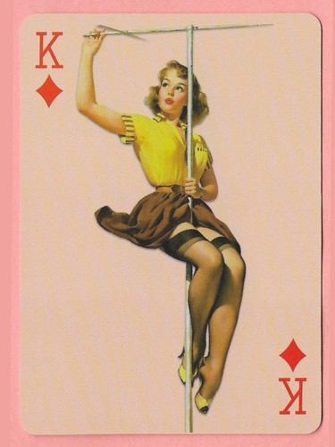 King of Diamonds, Vintage Style pinup girl, pin-up, Single Swap Playing Card NM