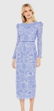 Mac Duggal Purple Embellished High Neck Sleeve Dress Size 14