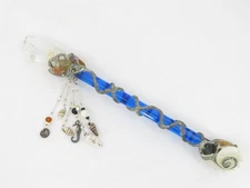 Artistic Creative Meditation Wand with Crystals, Shells, Stones, Glass 11.75"