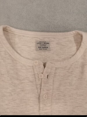 Mens Lucky Brand Long Sleeve Button Sweater Pullover White Cream