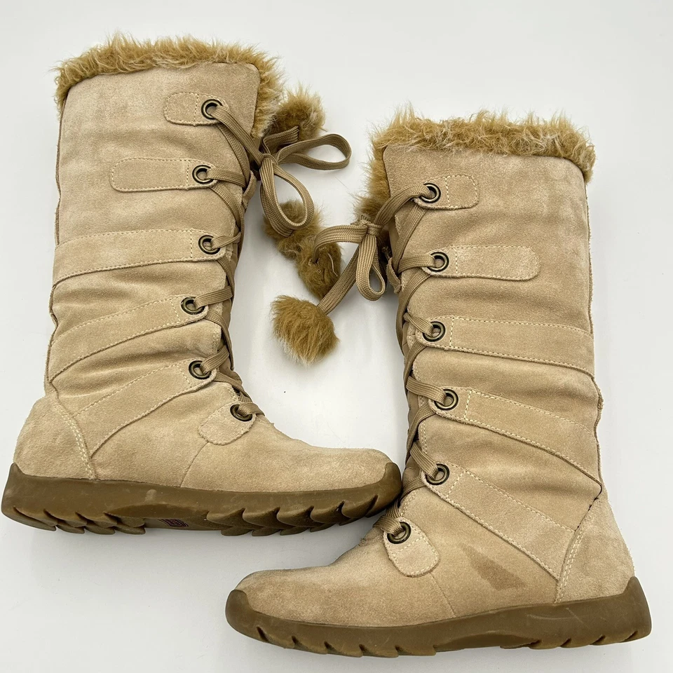 Sporto Womens Gojo Leather Suede Boots Size 6.5 Waterproof Faux Fur Lace Up Tan - Image 4 of 4