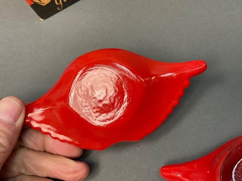 Vintage NOS, Glasbake Deviled Crab Baking Dishes - Red, McKee Glass Co. Set Of 6 - Picture 6 of 8