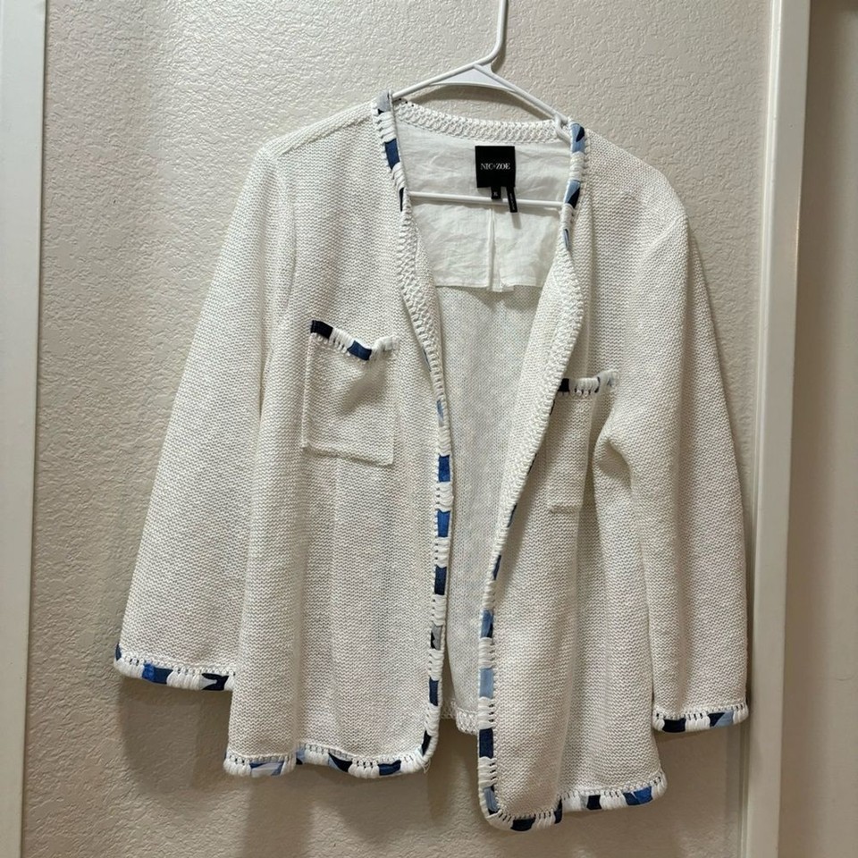 Nic+Zoe Staycation 3/4 Sleeve Jacket XL White eBay