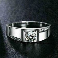 1.50CT Round Cut Lab-Created Diamond Men's Engagement Wedding Ring 925 Silver