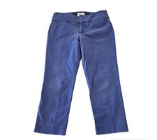 Elle Dress Pants Women's 8 Blue Mid Rise Flat Front Stretch Casual Clip Closure