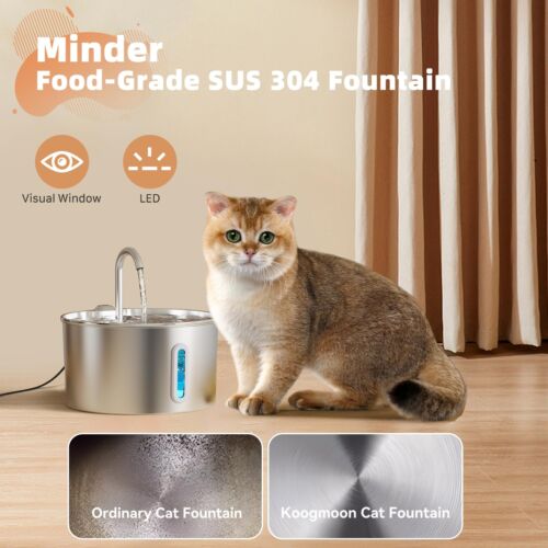 Cat Water Fountain Stainless Steel for Drinng Automatic Pet bowltool gun - Picture 3 of 12
