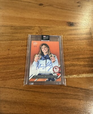 Katie Ledecky 2024 Topps Now Olympics Orange Parallel 5/5 AUTO Autograph On Card
