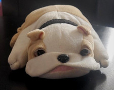 EXCITE USA 8" Long, Plush Toy; Tan/White Dog/Pug; Realistic Eyes; Stuffed Animal