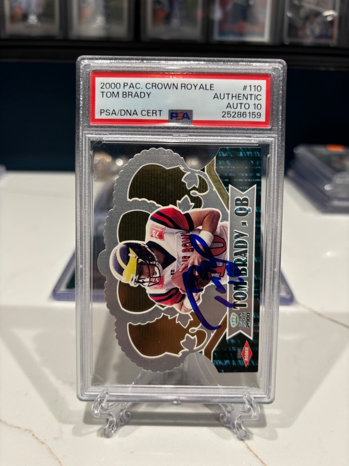 2000 PACIFIC CROWN ROYALE DIE-CUT ON CARD AUTO TOM BRADY PSA AUTHENTIC AUTO 10