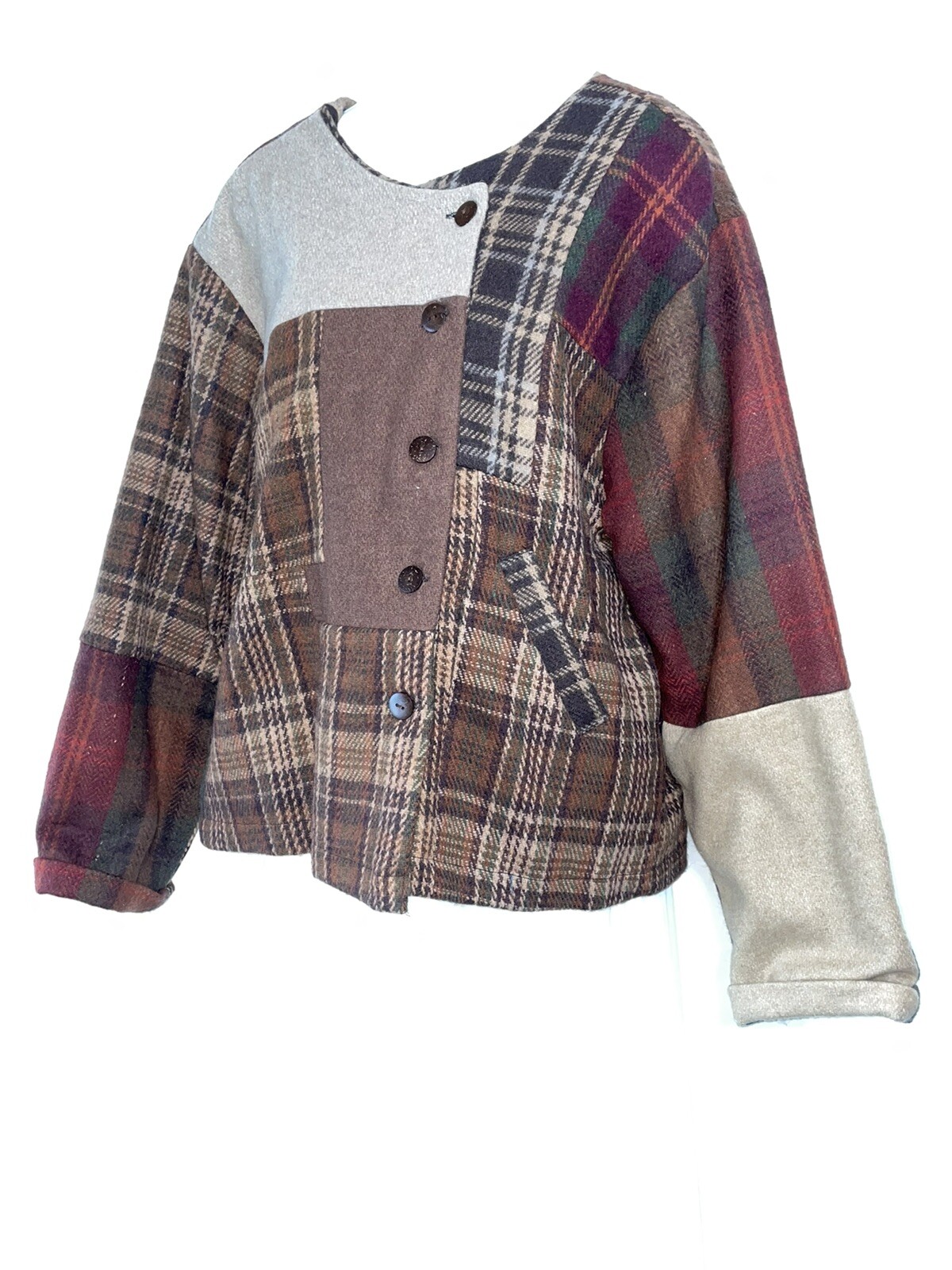 Sacred Threads Wool Jacket Medium Large Plaid Not… - image 6