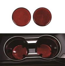 2x Red Carbon Fiber Car Cup Holder Pad Water Cup Slot Non-Slip Mat Universal