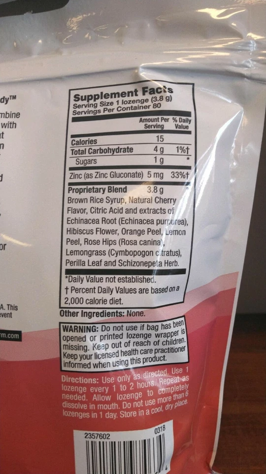 Jarabe tónico de quinina 17 oz y equinácea zinc cereza 80 pastillas 1 botella y 1 bolsa Foto 2 de 4