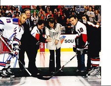 NEW YORK RANGERS SCOTT GOMEZ SIGNED CEREMONY PUCK DROP 8X10