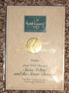 Sealed Walt Disney Classics Collection Certificate of Authenticity - Dopey