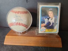 Tony LaRussa White Sox Signed Autograph Baseball on Display Wood Base Vintage