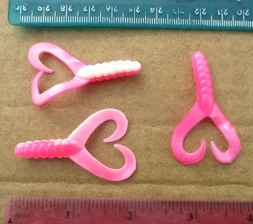 25ct ROSA BLANCO MEZCLA 2" Doble Cola GRUBS Señuelos de Pesca Remolques para Plantillas Spinners - Imagen 3 de 3