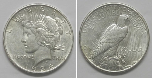 X4640  1934-D Peace Dollar, AU/BU
