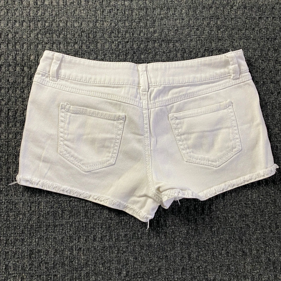 "Pantalones cortos botín de mezclilla vintage y2k azul especia blanco talla 7 tiro bajo entrepierna de 2""" Foto 4 de 4