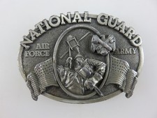 National Guard Air Force Army Belt Buckle Vintage 1982 Bergamot Brass Works USA