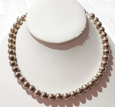 Sterling Silver 925 Designer Signed 10mm Round Bead Necklace Silpada 41 Grams