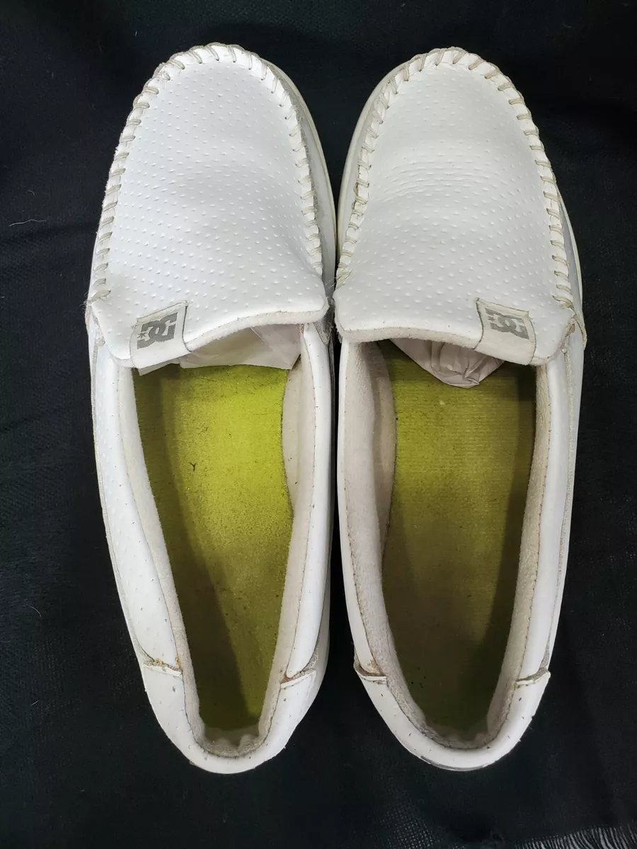 DC Shoes Men's Villain Slip on Skate Shoes size 11 white leather 301361 DC Shoes Men's Villain Slip on Skate Shoes size 11 white leather 301361