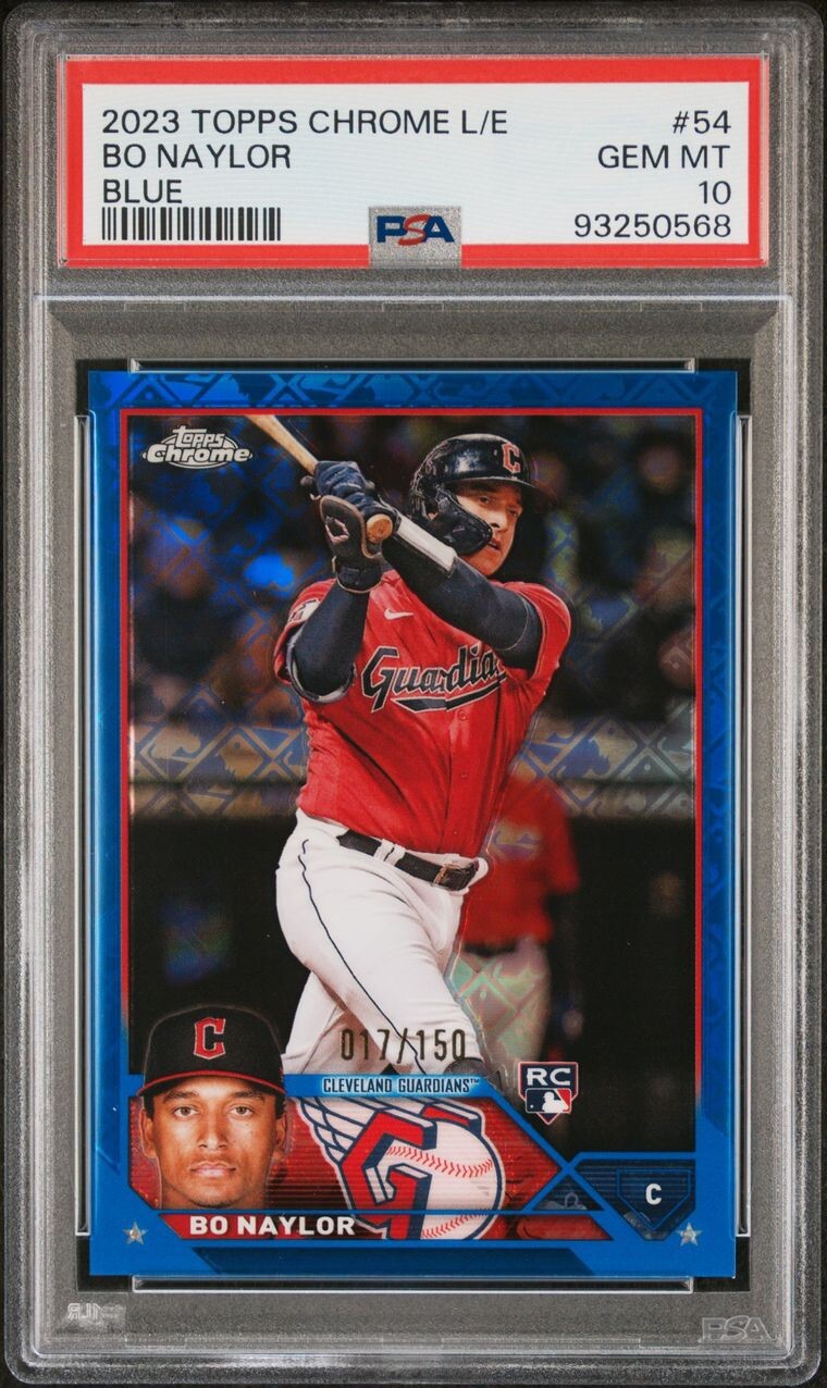 2023 TOPPS CHROME LOGOFRACTOR EDITION #54 BO NAYLOR Rookie Blue #/150 PSA 10