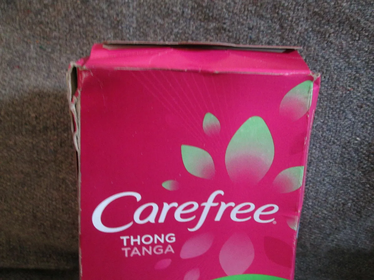 Carefree Thong Panty Liners Unscented With Wings - 49 Count Damaged Box