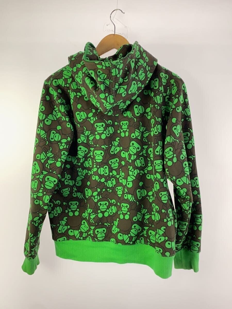 A Bathing Ape Bape Baby Milo Zip Hoodie Green Brown Cotton M Size