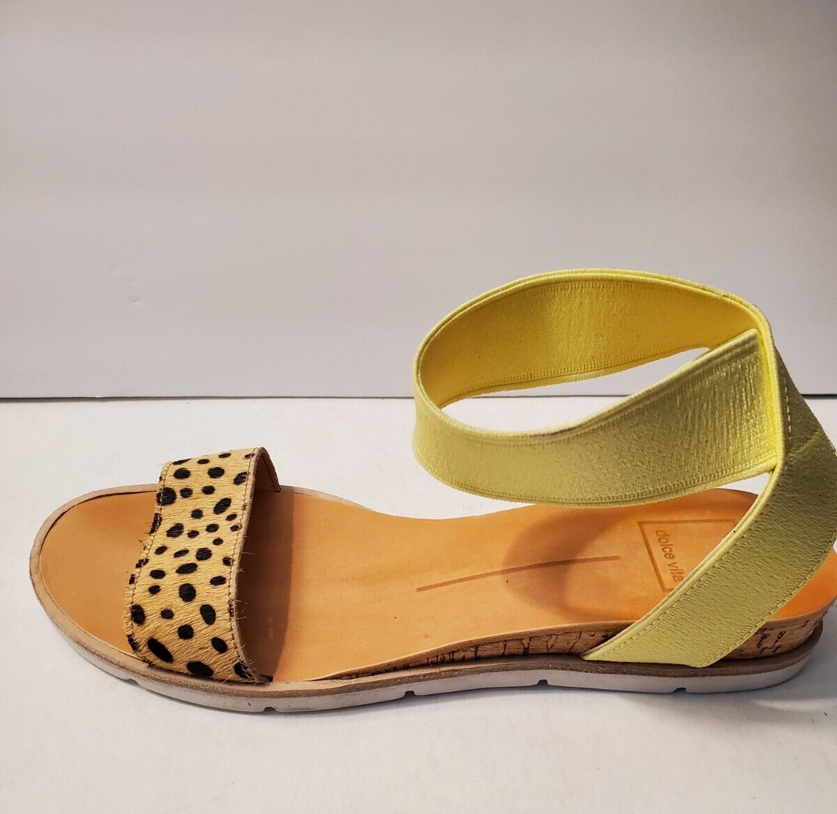 Dolce Vita Vivian Wedge Ankle Strap Sandals Animal Print Cow Hair