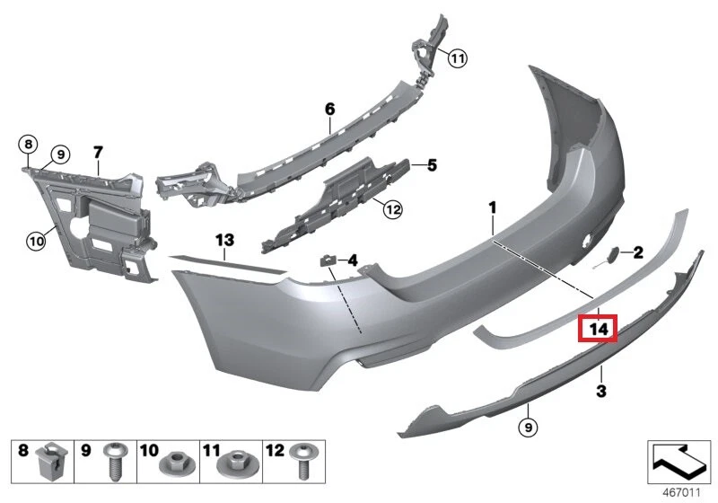 NEW GENUINE BMW 4 SERIES F36 REAR BUMPER COVER TRIM 51127338682 