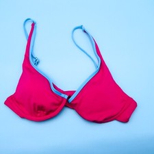 Victorias Secret XS Pink Blue Underwired Plunge Push up Bikini Top Swimwear New