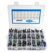 500PCS 24 Value Electrolytic Capacitor Assortment Kit 0.1uF-1000uF 16V-50V fo...