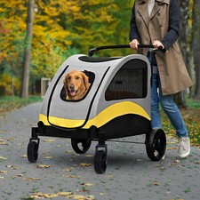 XXL Heavy Duty Rolling Dog Stroller Pet Puppy Pushchair w Waterproof Cover