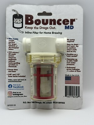Bouncer Inline Beer Wine Filter Homebrew Classiç Mac Daddy Pro