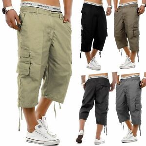 Mens 3/4 Long Length Shorts Elasticated 