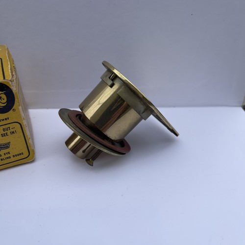 Vintage PEEK-O Peep Hole Door Viewer Seeing Eye Polished Brass USA - NOS - Picture 2 of 8