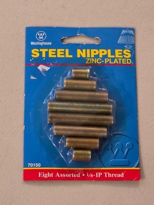 Westinghouse Steel Nipples Zinc Plated 8 Assorted 1/8 IP Thread 70150